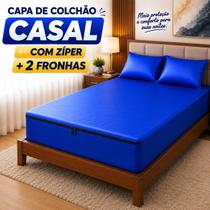 Capa Colchão Casal Impermeável Zíper + 2 Fronha Brinde Capa Colchão Casal Impermeável Zíper + 2 Fronha Brinde
