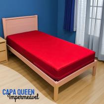Capa Colchão Impermeável Casal QUEEN VERMELHA