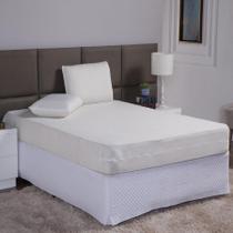 Capa Colchão Solteiro 25Cm + Fronha Zíper Malha Lisa 2 Peças