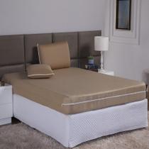 Capa Colchão Solteiro 25Cm + Fronha Zíper Malha Lisa 2 Peças