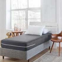 Capa Colchão Solteiro Malha Gel Zíper - Proteção E C - Cinza