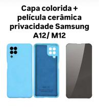 Capa colorida e película cerâmica privacidade Samsung Galaxy A12/M12