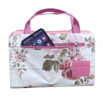 Capa com Alça para Bíblila Grande N 13 Estilo Bolsa com Zíper e Bolso Externo Floridas
