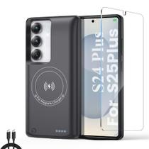 Capa com bateria para Samsung Galaxy S24 Plus/S25 Plus, capa carregadora com power bank magnético sem fio de 10000 mAh, preta Capa com bateria para Samsung Galaxy S24 Plus/S25 Plus, capa carregadora com power bank magnético sem fio de 10000 mAh, preta