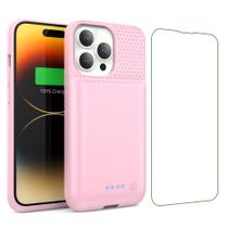 Capa com bateria Yacikos 7500mAh para iPhone 13/13 Pro/14 rosa Capa com bateria Yacikos 7500mAh para iPhone 13/13 Pro/14 rosa