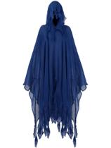 Capa com capuz de Halloween, capa renascentista medieval, azul pavão
