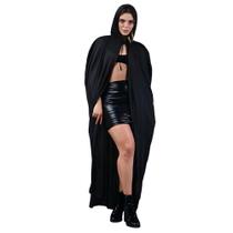 Capa Com Capuz Halloween Preta Premium pra Fantasia Bruxas e Vampiros Capa Com Capuz Halloween Preta Premium pra Fantasia Bruxas e Vampiros