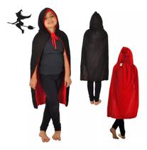 Capa Com Capuz Halloween Traje Infantil Vampiro Drácula Capa Com Capuz Halloween Traje Infantil Vampiro Drácula