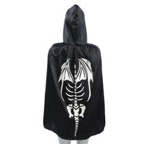 Capa Com Capuz Infantil Esqueleto Dragão 70Cm