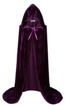 Capa com capuz VGLOOK, capa de veludo, Halloween, cosplay, roxa