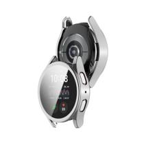 Capa com Película de Vidro Nerdcase Compatível com Samsung Galaxy Watch 7 40mm, Prata Cromado