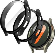 Capa com Protetor de Tela para Samsung Galaxy Watch 7 40mm, Case Capinha Protetora Geral, Película de Vidro Temperado Em Capa com Protetor de Tela para Samsung Galaxy Watch 7 40mm, Case Capinha Protetora Geral, Película de Vidro Temperado Em