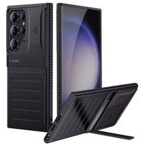 Capa Com Slide de Proteção de Câmera, Alta Resistência, Para Samsung S24 Ultra - Preto