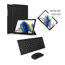 Capa Com Teclado E Mouse Sem Fio + Película P/ Tablet Galaxy A8 X200 X205