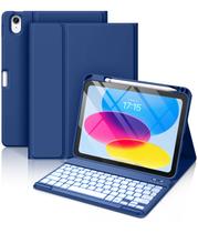 Capa com teclado Hamile para iPad 11ª e 10ª geração, 11" azul-marinho