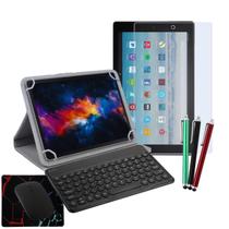 Capa com Teclado p/ Tablet Amazon Fire HD 10 + Película de Hidrogel + Caneta Touch + Mouse