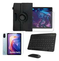 Capa Com Teclado+ Película E Mouse Para Tablet Redmi Pad 2 Preto Capa Com Teclado+ Película E Mouse Para Tablet Redmi Pad 2 Preto