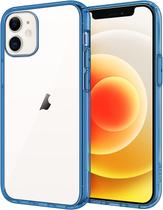 Capa compatível com iPhone 12 Mini de 5,4", capa protetora de telefone à prova de choque, traseira transparente antiarranhões (azul)