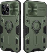 Capa compatível com iPhone 13 Pro com capa deslizante de metal para câmera, amortecedores resistentes a impactos com suporte de anel giratório de 360 integrado para Apple iPhone 13 Pro de 6,1 polegadas (verde)