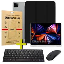 Capa Compatível Com O Modelo iPad Pro 12.9 5ª Geração Smart Suporte Caneta + Combo Teclado e Mouse Bluetooth + Pelicula - STRONG LINE