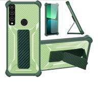 Capa compatível com Orbic Myra 5G UW R678L com película de vidro temperado capa híbrida suporte dobrável magnético fosca anti-impressões digitais verde Capa compatível com Orbic Myra 5G UW R678L com película de vidro temperado capa híbrida suporte dobrável magnético fosca anti-impressões digitais verde