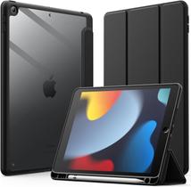 Capa Compatível ipad 10,2 Polegadas 9 8 7ª Geração 2021 2020 2019 com Porta Pencil, Capa Traseira Transparente, Suporte