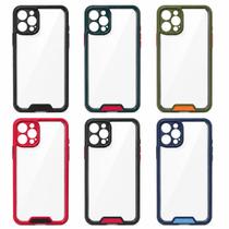 Capa Compatível IPHONE 12 PRO Anti-Impacto Acrílico Transparente com Borda Colorida Reforçados