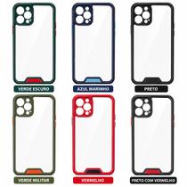 Capa Compatível IPHONE 13 PRO MAX Anti-Impacto Acrílico Transparente com Borda Colorida Reforçados E