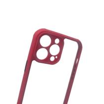 Capa Compatível IPHONE 13 PRO MAX Anti-Impacto Acrílico Transparente com Borda Colorida Reforçados E