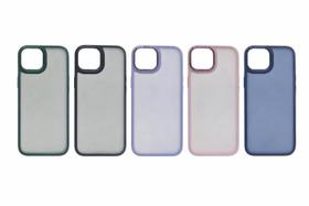 Capa Compatível Iphone 15 Fosca com Borda Colorida Anti Impacto Kit 1, 2 ou 3 Unidades