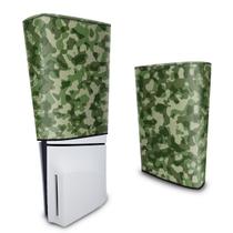 Capa compatível PS5 Slim Vertical Anti Poeira - Camuflado Verde - Pop Arte Skins