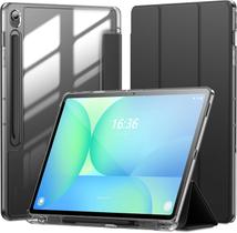 Capa Compatível Samsung Galaxy Tab S7 Plus e Samsung Galaxy Tab S8 Plus Fina com suporte para caneta S protetora Premium Preta Fundo transparente