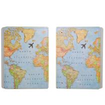 Capa Contracapa Caderno Inteligente Grande Mapa Mundi Azul