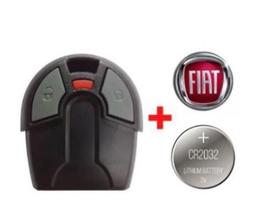 Capa Controle Alarme Fiat Uno Palio Strada + Logo Vermelho + Bateria Oca