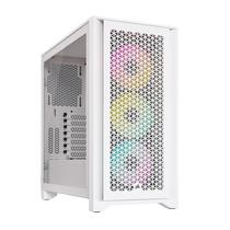 Capa Corsair iCUE 4000D RGB Airflow Mid-Tower, branca verdadeira