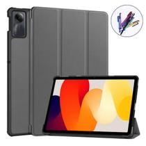 Capa Couro c/ Caneta Touch para Redmi Pad SE 11 Cinza