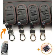 Capa Couro Chaveiro Chave Presencial 2 3 4 e 5 Botoes Jeep Renegade Compass Cherokee commander