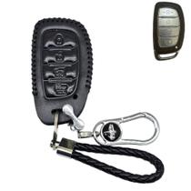 Capa Couro chaveiro Chave Presencial 4 Botões Hyundai Hb20 Tucson Elantra Azera Creta Azera veloster