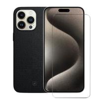 Capa Couro Dual e Pelicula Nano Vidro iPhone 15 Pro-Gshield