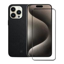 Capa Couro Dual e Pelicula Ultra Glass iPhone 15 Pro-Gshield