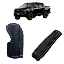 Capa Couro Manopla Câmbio Automático e Alavanca Freio de Mão Chevrolet S10 Trailblazer 2013 a 2024