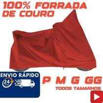 Capa Couro Moto Forrada Impermeável Vermelho Pop Biz Cg Pcx