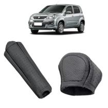 Capa Couro Protege Manopla Câmbio Manual E Freio Auxiliar Uno Vivace Drive 2016 Á 2021