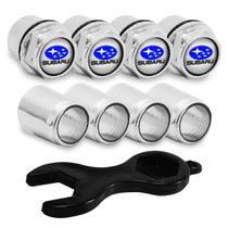 Capa Cromada Para Bico De Válvula C/ Emblema Subaru