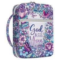 Capa da Bíblia MYSMOR com design floral com alça e bolsos Capa da Bíblia MYSMOR com design floral com alça e bolsos
