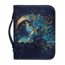 Capa da Bíblia PARA U DESIGNS em couro PU com estampa de lua e borboleta