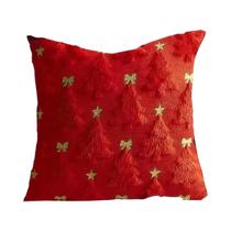 Capa De Almofada 3D De Pelúcia Com Laço Estrela Dourada Para Árvore De Natal 18x18 Polegadas Capa De Almofada 3D De Pelúcia Com Laço Estrela Dourada Para Árvore De Natal 18x18 Polegadas