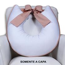 Capa de Almofada Amamentação Piquet com Laço - Branco com Rosê Capa de Almofada Amamentação Piquet com Laço - Branco com Rosê
