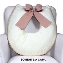 Capa de Almofada Amamentação Piquet com Laço - Palha com Rosê Capa de Almofada Amamentação Piquet com Laço - Palha com Rosê