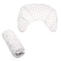 Capa de almofada Boppy Nursing bege xadrez 100% algodão orgânico
